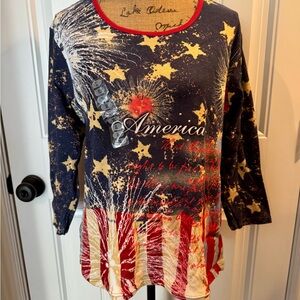 Jason Maxwell America Themed Long Sleeve Tee in XL. NWT. Patriotic Tee.